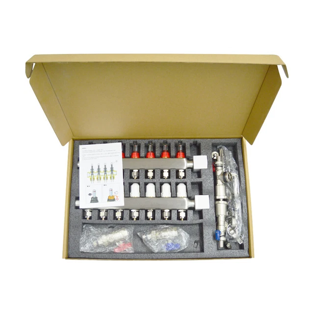 INTBUYING® 7-Branch PEX Radiant Floor Heating Manifold Set For 1/2” PEX