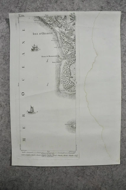 CASSINI CARTE IN PLANO 450 mm X 640 mm, 1808, ILE D'OLERON , n°134, 14D,