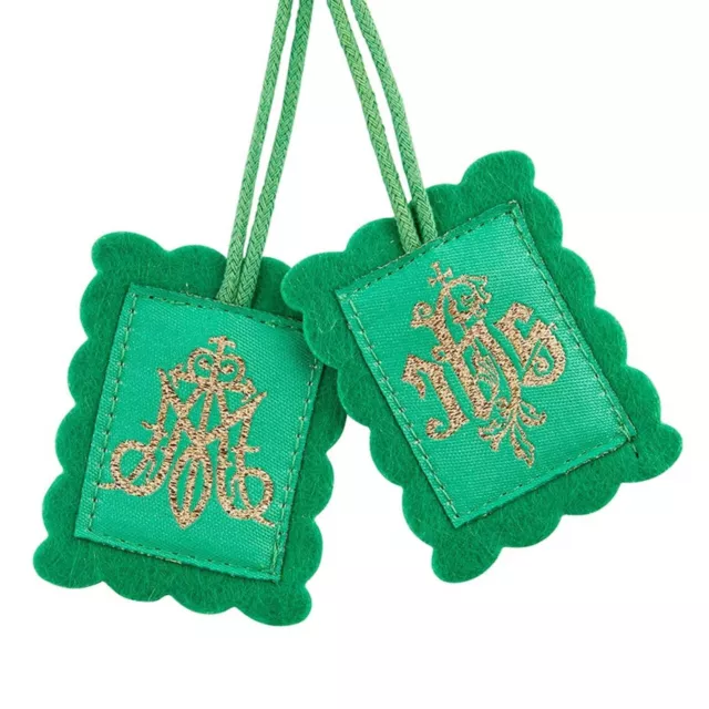 Deluxe Bestickt Grün Wolle Scapular