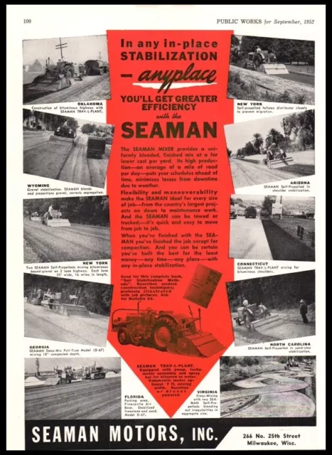 1952 Seaman Motors- Travel Plant Mixer-Milwaukee WI Vintage trade print ad