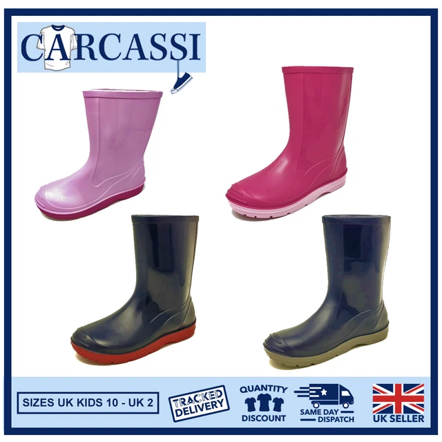 Stivali da neve da pioggia Wellington bambini Plain Wellies taglia 10-2