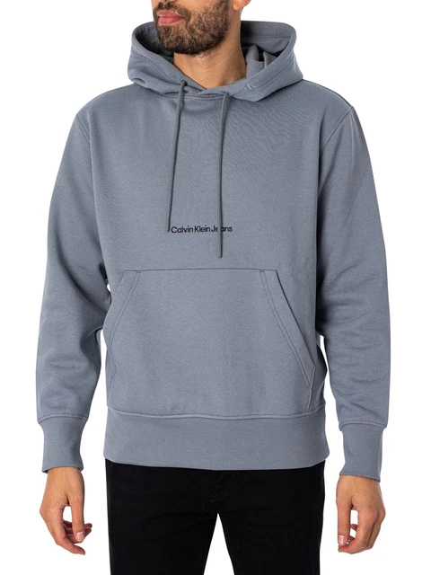 Calvin Klein Jeans Uomo Felpa con cappuccio istituzionale, Blu