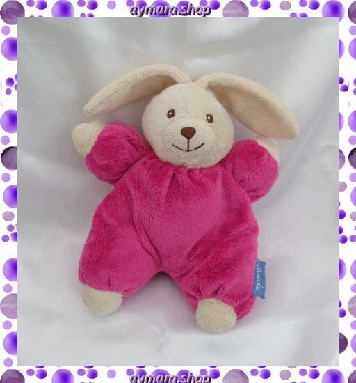Doudou Peluche Lapin Rose Et Blanc Hochet Doudi