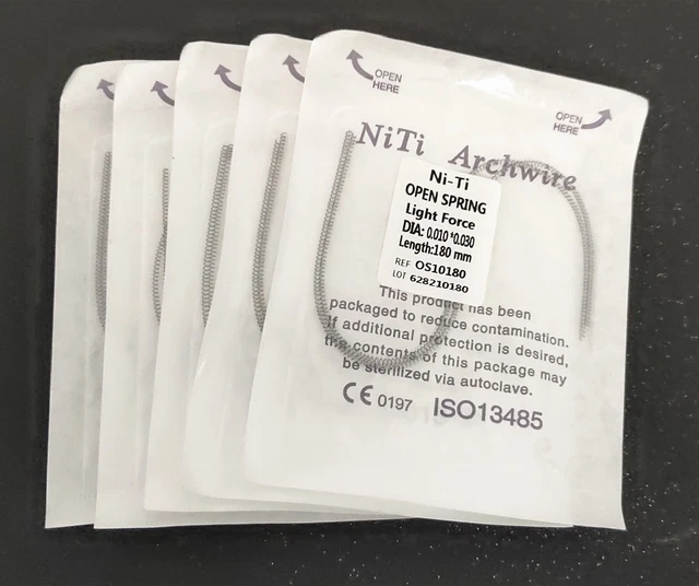 5 Packs Open Coil 010*180mm Dental Orthodontic Niti Spring 2Pcs/Pack