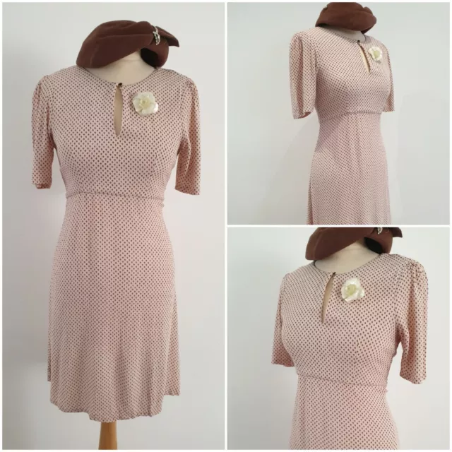 Vintage 1940s Style Blush Day Tea dress size 12