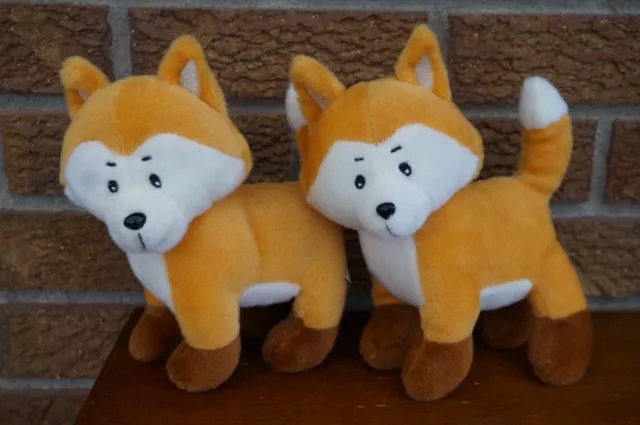 PLUSH Hobby LOBBY Orange White Fox 7" Stuffed Animal Doll Soft LOT Set 2 Forest
