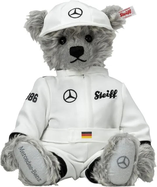 STEIFF x Mercedes-Benz Racing Suit Teddy Bear Silver Arrow Mohair Plush Toy