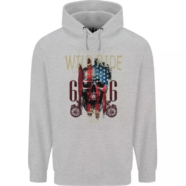 Felpa con cappuccio Biker USA Bandiera Teschio Moto Moto Bambini Bambini 8