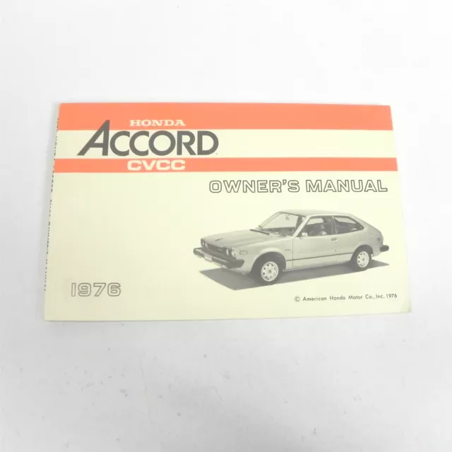 Vintage 1976 Honda Accord Cvcc Owners Operators Manual Service Guide Book