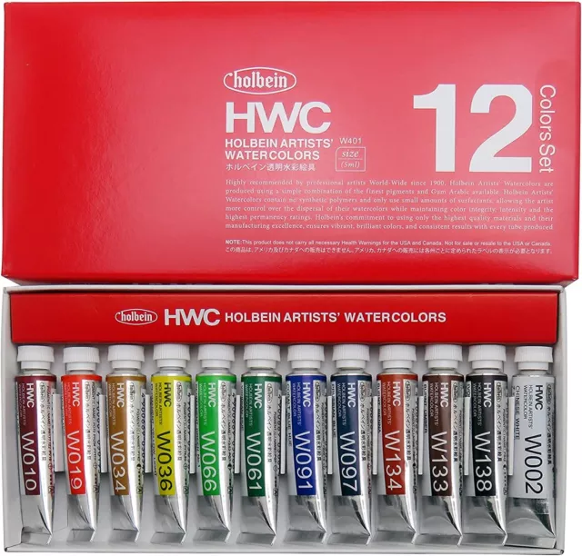 Holbein Artists Transparent Watercolors 12 color set 5ml W401 From Japan