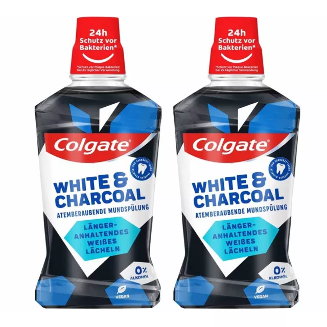 2 x Colgate Mundspülung White & Charcoal 500 ml Mundwasser