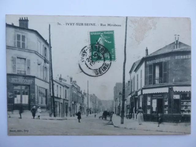 Cpa 94 Ivry Sur Seine Rue Mirabeau 1908 Carte Postale Ancienne Animee