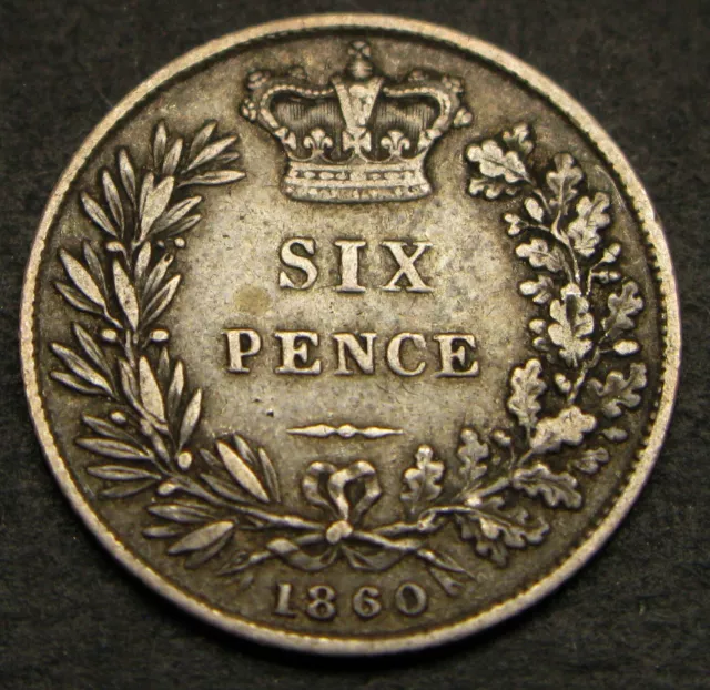 GREAT BRITAIN 6 Pence 1860 - Silver 0.925 - Victoria - VF+ - 4345 *