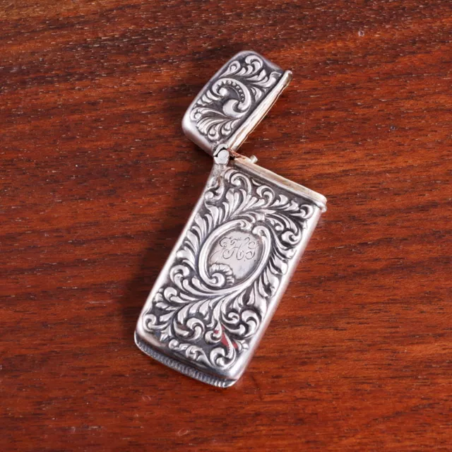 American Aesthetic Sterling Silver Match Safe Scroll & Foliate Late 1800S