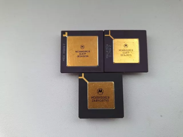 Motorola MC68450RC8 mask 0C87P 4C91E 2A84G DMA for 68000 vintage CPU GOLD