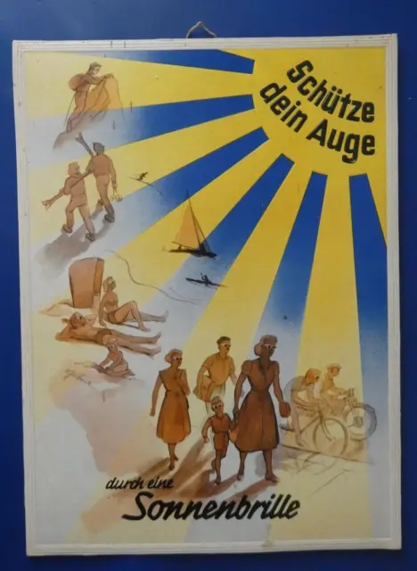 altes DDR Poster Werbung Reklame Sonnenbrille Aufsteller geprägt