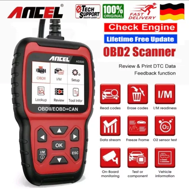 ANCEL AS500 Profi KFZ OBD2 Diagnosegerät Auto Scanner Motor Fehlerauslesegerät