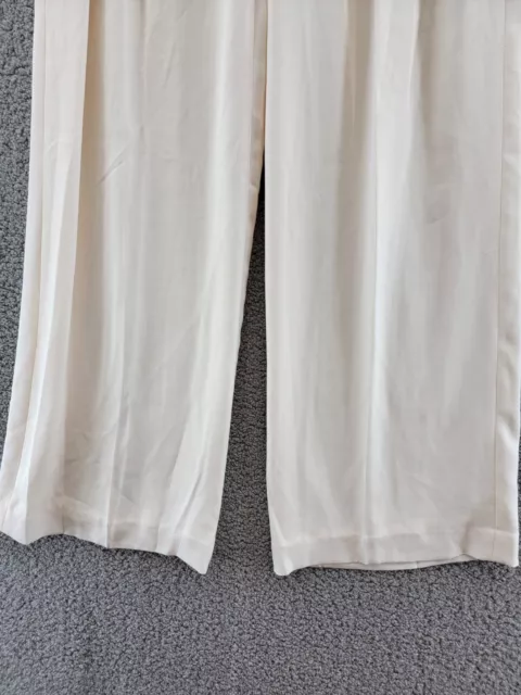 Lauren Ralph Lauren Pleated Georgette Wide-Leg Pants Women's 4 Cream Button Zip 3