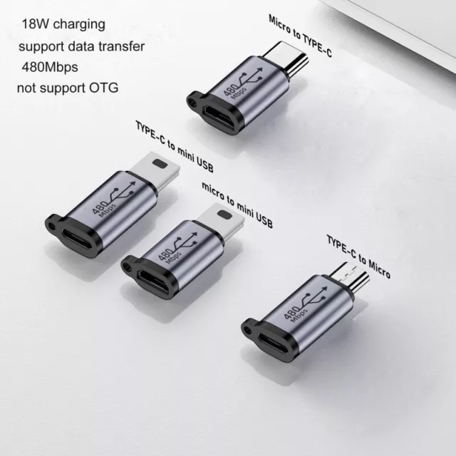 Type-C Female to USB 2.0 Micro Male Convert Connector Charge & Data Sync 2