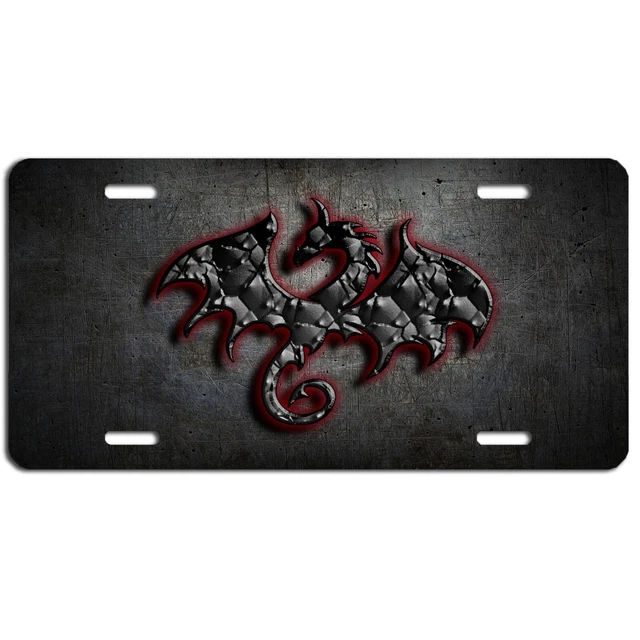 Dragon black, red and gray  aluminum vanity license plate car truck SUV tag