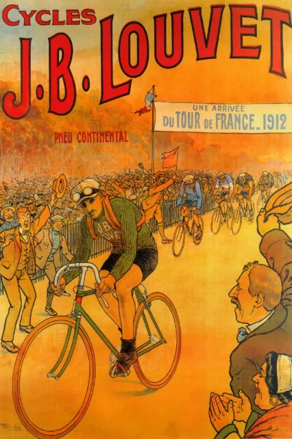 1912 Tour de France J B Louvet Bicycle Bike Cycle Vintage Poster Repro FREE S/H
