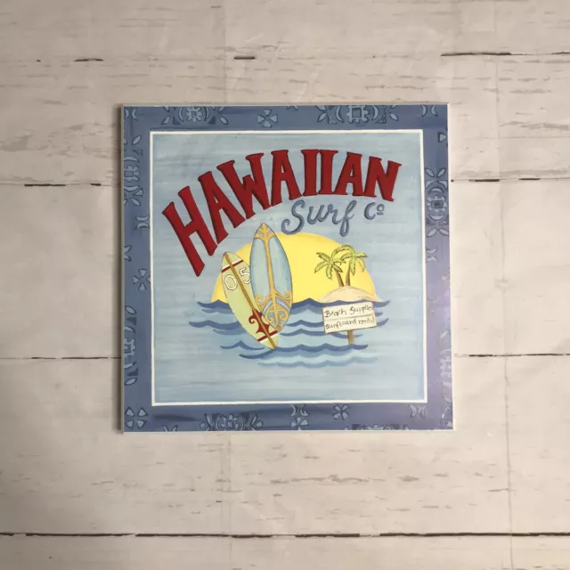Hawaiian Surf Co Beach Wall Decor Sign Plaque Beach Surfing Wall Hanging Coastal