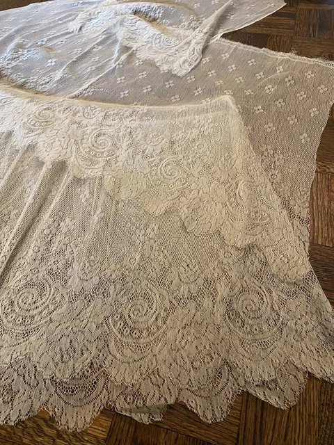 Antique Edwardian Wide Lace Skirt Flounce, Dressmaking, Dolls