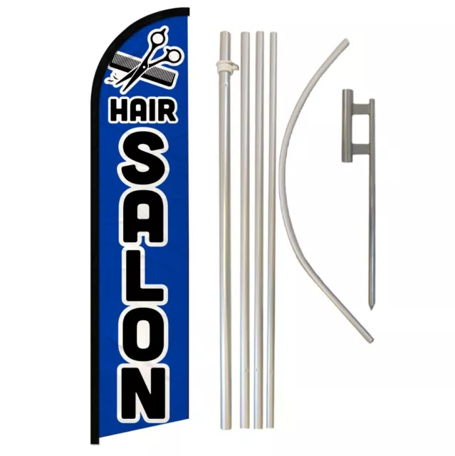Hair Salon Full Curve Windless Swooper Flag Pole Kit Beauty Services