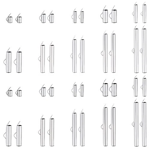 About 100pcs 10 Sizes Slide On End Clasp Tube Buckle Clasps Stainless Steel S...