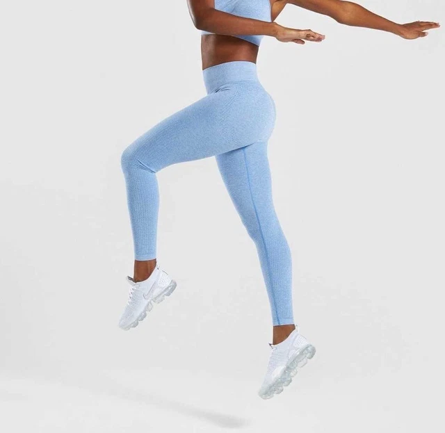 VGC GYMSHARK VITAL Seamless Leggings Malibu Blue Marl Small £19.36