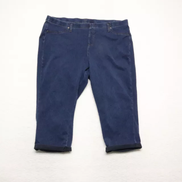 Terra & Sky Women's Plus Knit Capri Pants Blue 1X,16w-18w