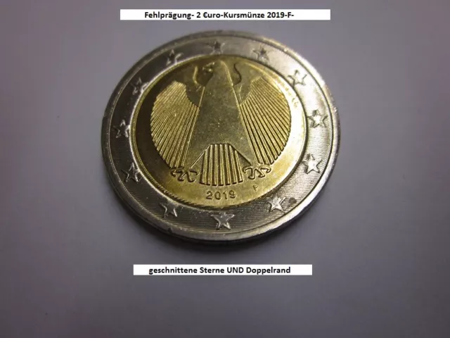 2019 2 Euro F - Kursmünze - Fehlprägung - 2019 - F -  s. Bild(er)