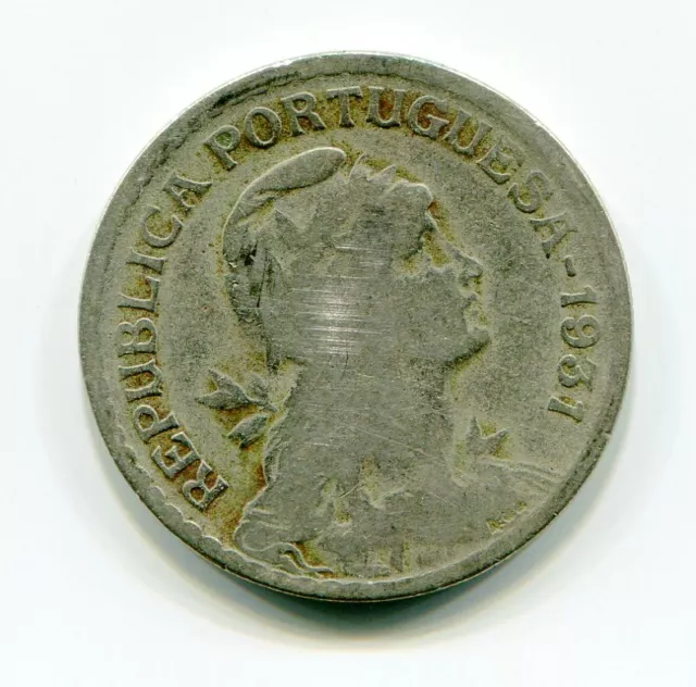 Portugal 1931 1 Escudo Coin VF Condition Portuguese Republic KM578