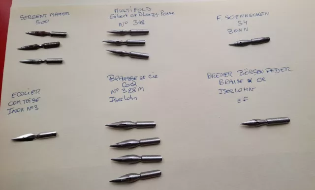 lot de 13 plumes à encre anciennes pour porte plume