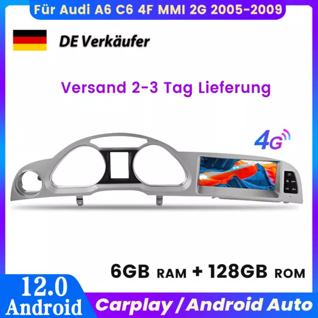 Radio de coche 6+128G Carplay para Audi A6 C6 4F MMI 2G 2005-2009 8,8" Android GPS NAV