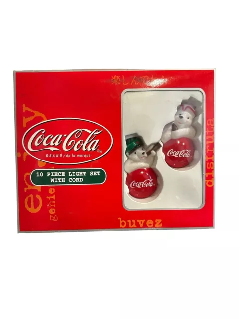Coca-Cola Coke Christmas Holiday Polar Bear 10 Piece Light Set New
