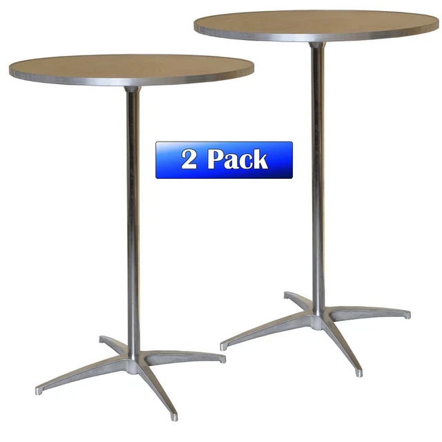Wood Round Bistro Table 30in Adjustable Height Restaurant Cocktail Event 2 Pack