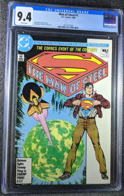 CGC 9.4 DC Superman Man of Steel 1 White 1986 John Byrne Krypton cover variant