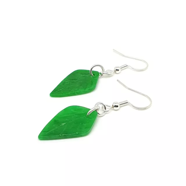 Green Jade Beaded Earrings Dangle Drop Natural Gemstone Sterling Silver Handmade