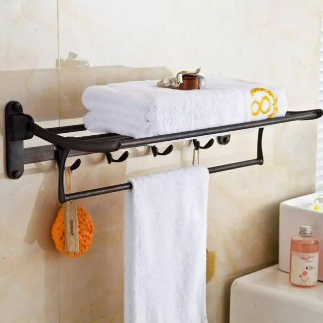 ELLOALLO Oil Rubbed Bronze Towel Racks for Bathroom Shelf with Foldable Towel B 2
