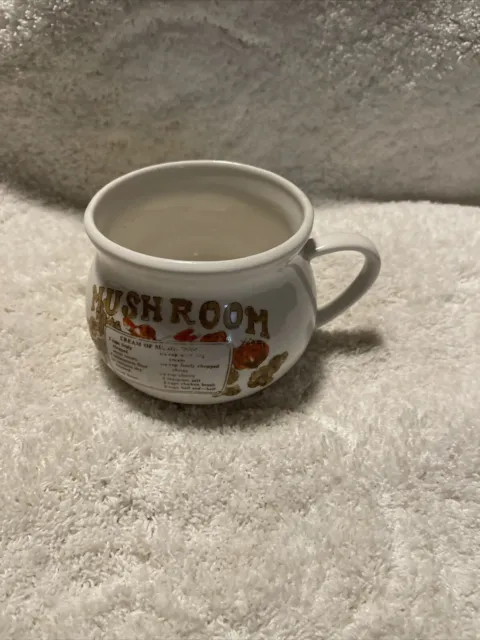 Vintage Cream of Mushroom Soup Recipe Bowl Cup Mug Glazed Used