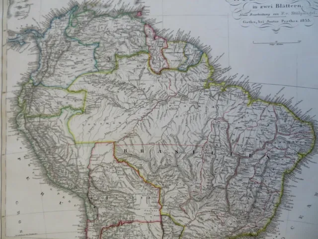 South America Northern Part Brazil Peru Venezuela 1855 Stulpnagel detailed map