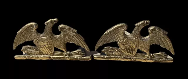 Vintage 1952 Pair Brass Spread Eagle Bookends Doorstops Virginia Metalcrafters