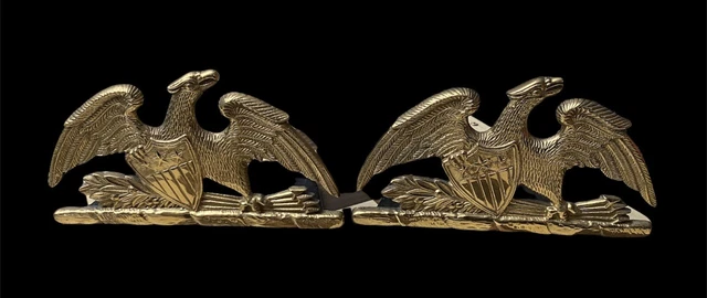 Vintage 1952 Pair Brass Spread Eagle Bookends Doorstops Virginia Metalcrafters