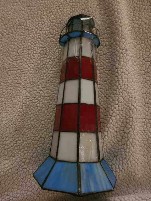 Tiffany Style Lighthouse Accent Lamp Nightlight  Leaded Stained Glass