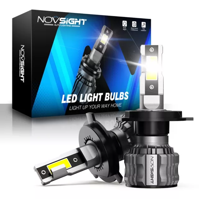 NOVSIGHT H4 LED Headlight Bulbs Kit 72W 15000LM High Low Beam 6500K White Bright