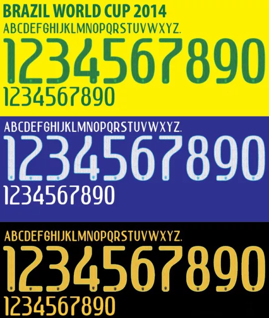 BRAZIL WORLD CUP 2014 Name&Number Set Home/Away/Third Football Soccer ...