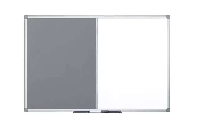 Bi-Office Maya Combination Board Grey Felt/Non Magnetic Whiteboard Aluminium Fra