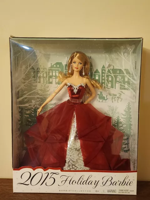 Holiday 2015 Barbie Doll Collectors Edition, Blonde Red Silver Dress MATTEL NEW