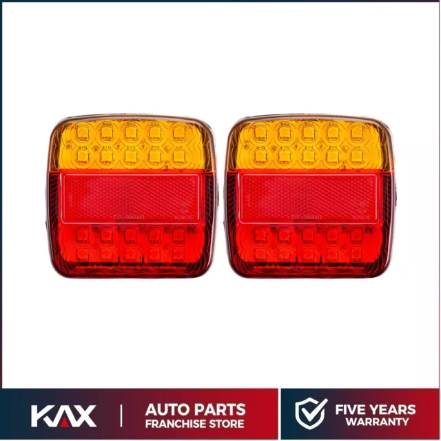 2x Amber+Red Trailer Tail Light For Brake Boat/Truck Turn Signal Led-Light